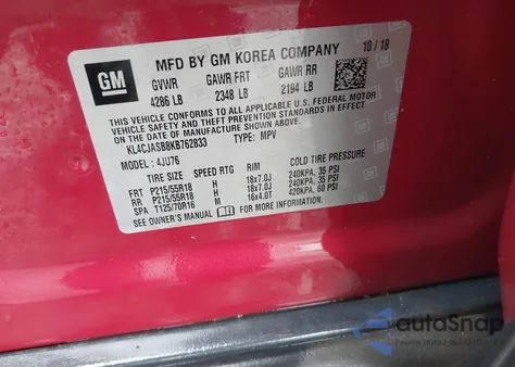 2019 Buick Encore Fwd Preferred z USA, uszkodzony, nr VIN KL4CJASB8KB762833